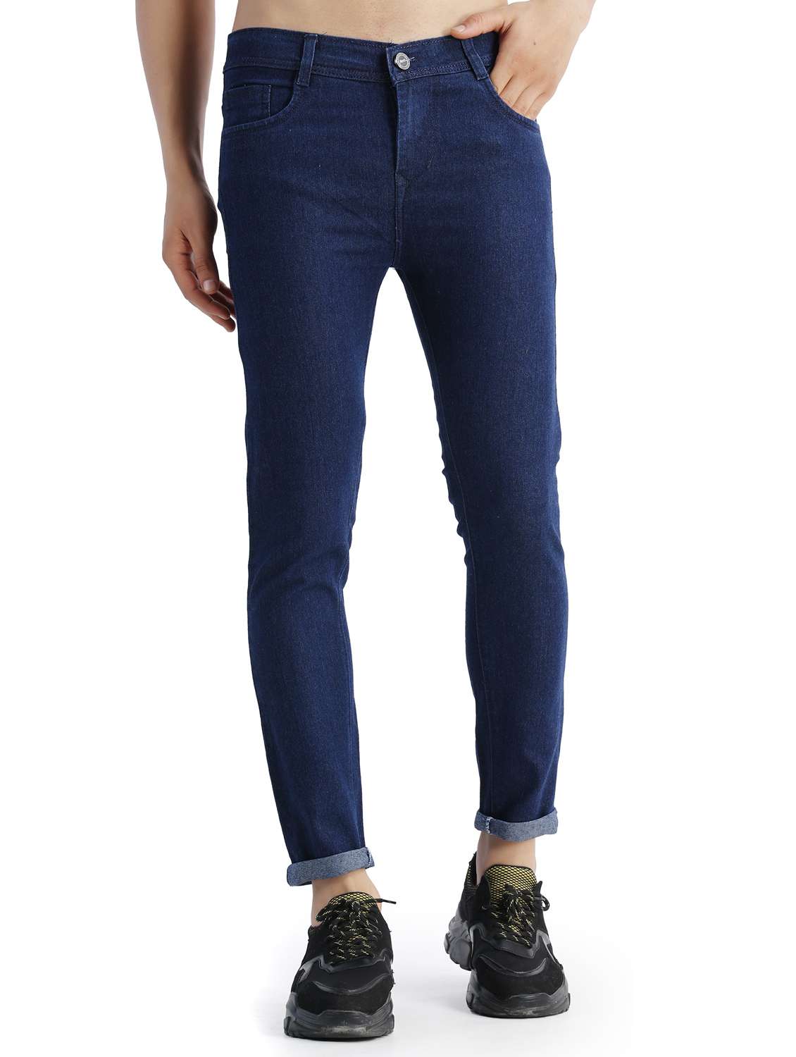 men solid mid rise skinny fit jean