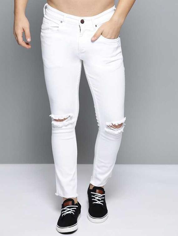 men solid slash knee mid rise slim fit jean - 21968961 - Zoom Image - 0