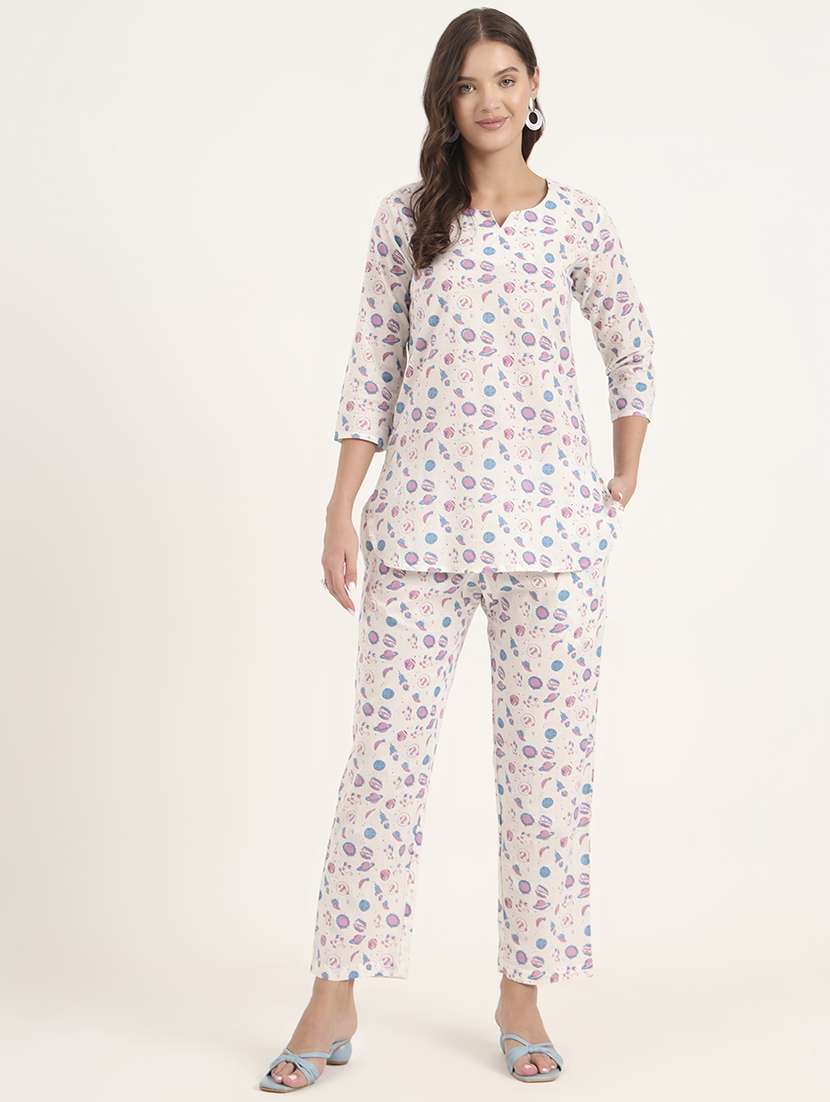 women printed notch neck co-ord set - 21969116 - Standard Image - 1