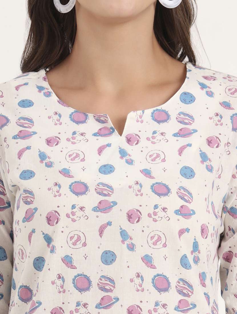 women printed notch neck co-ord set - 21969116 - Standard Image - 4