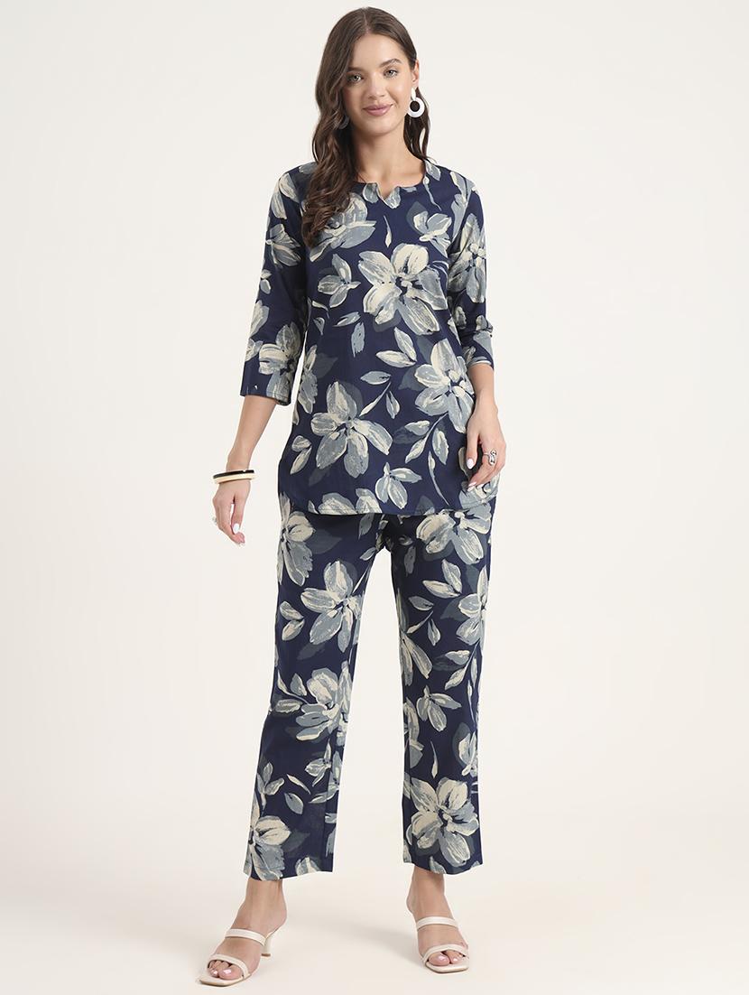 women floral print notch neck co-ord set - 21969118 - Standard Image - 1