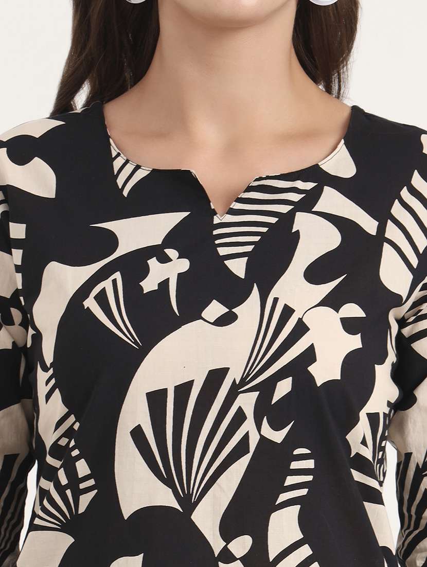 women printed notch neck co-ord set - 21969119 -  Standard Image - 4