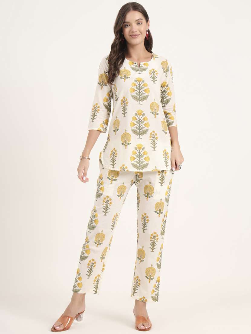 women printed notch neck co-ord set - 21969122 -  Standard Image - 1