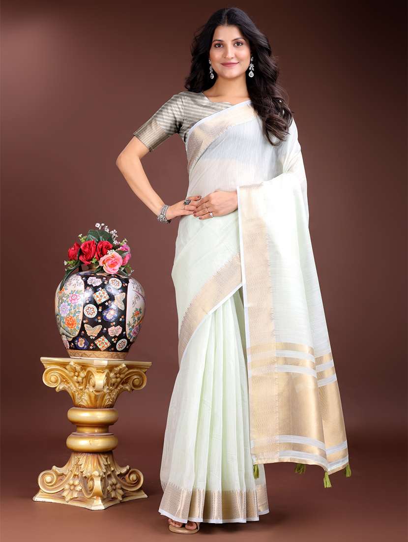 women solid with bordered saree with blouse - 21969139 -  Standard Image - 1