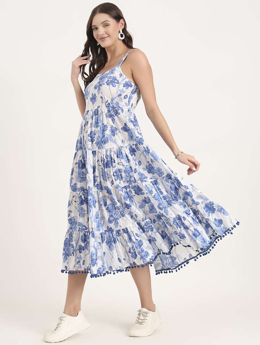 womne floral print shoulder strap tiered dress - 21969157 - Standard Image - 4