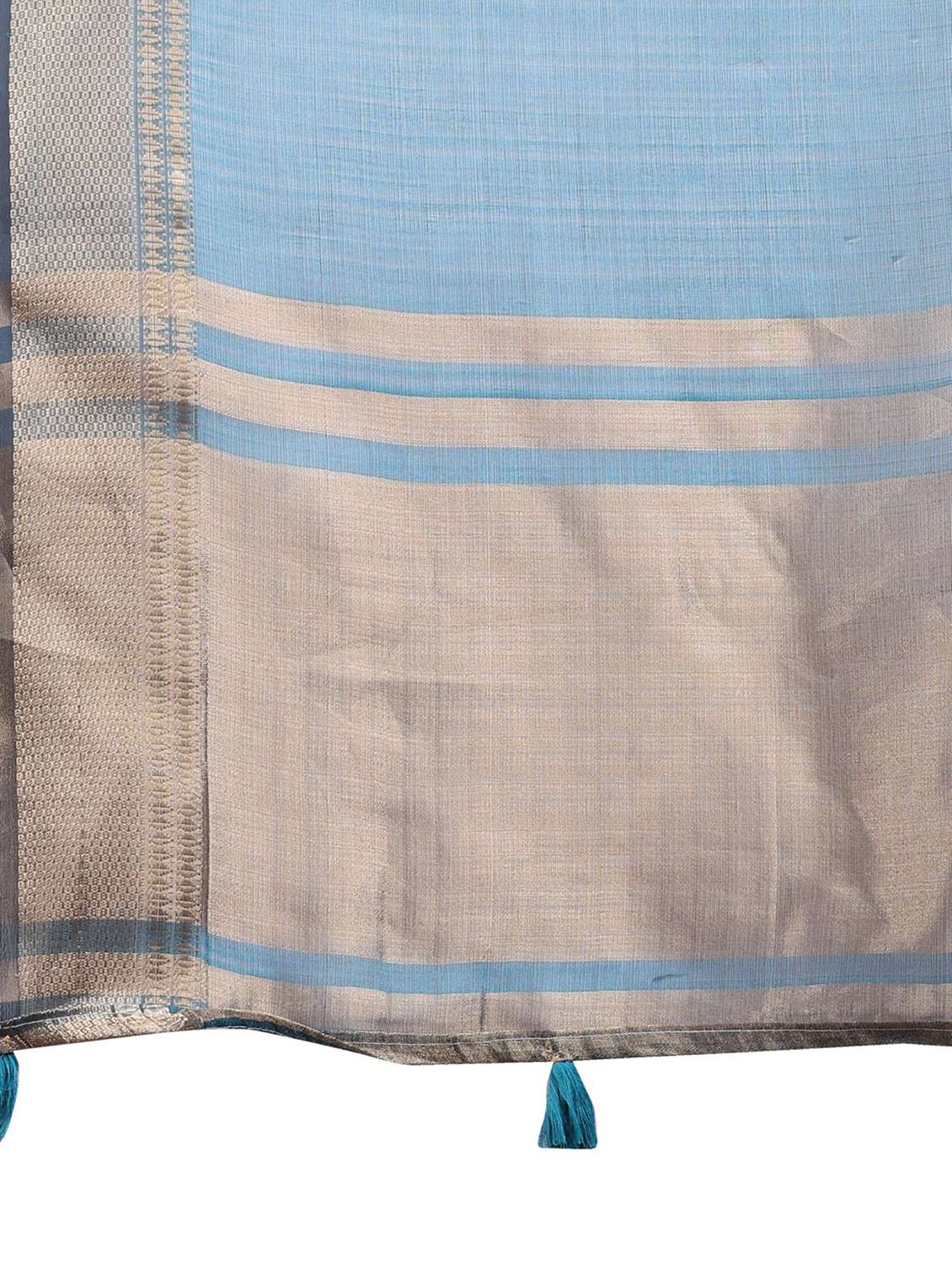 women solid with bordered saree with blouse - 21969161 - Standard Image - 4