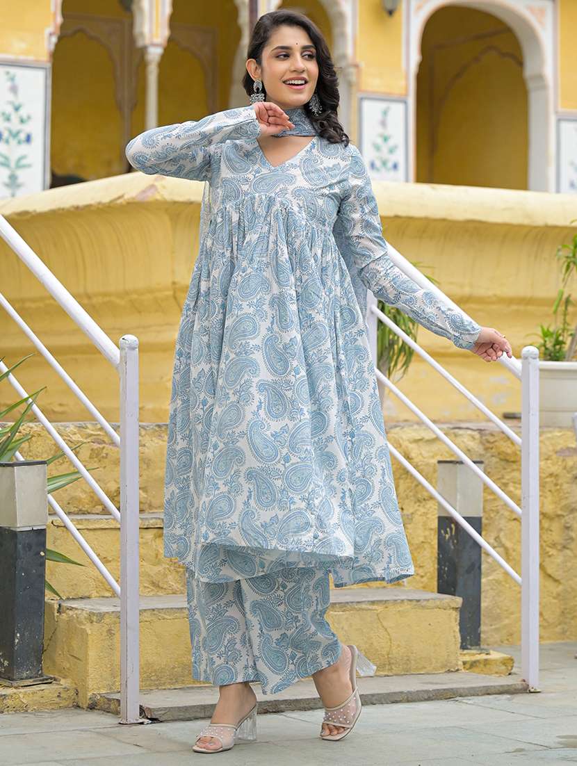 women off white long sleeve kurta pant with dupatta set - 21969210 -  Standard Image - 4