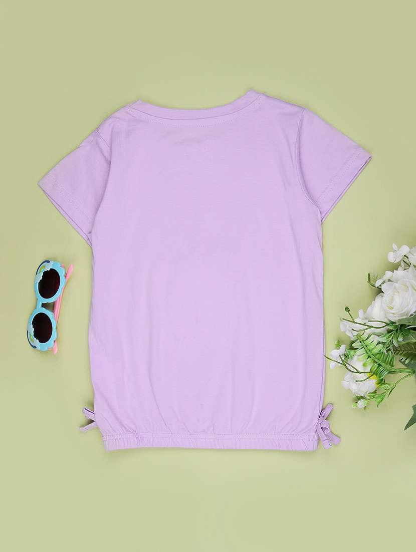 girls solid with work round neck tee - 21969280 -  Standard Image - 1
