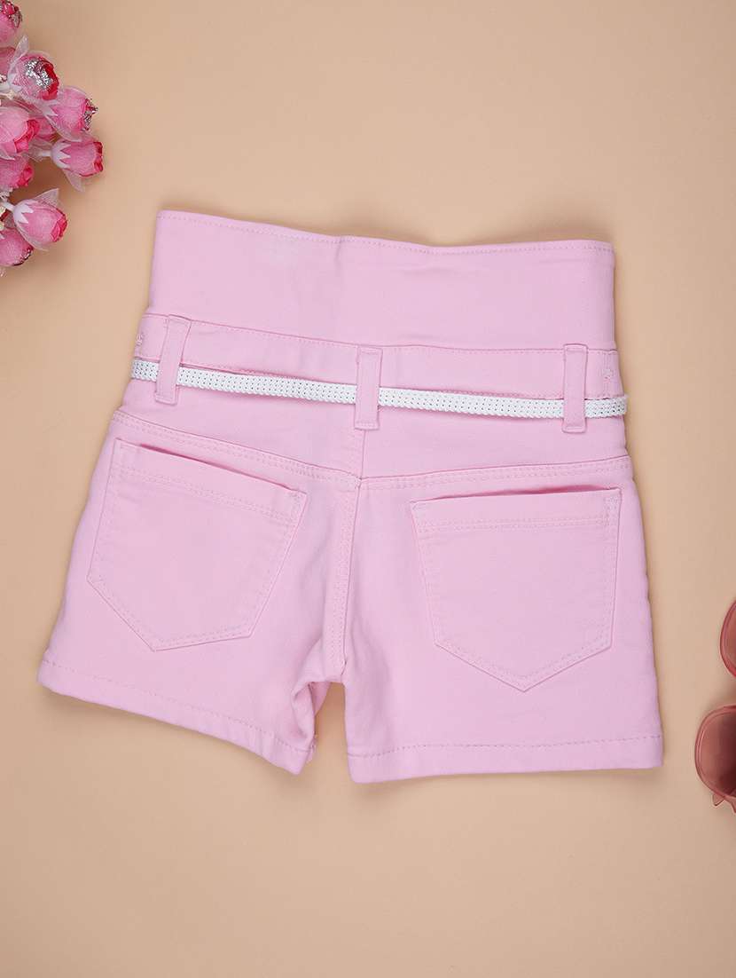 girls solid mid rise shorts  - 21969290 -  Standard Image - 1