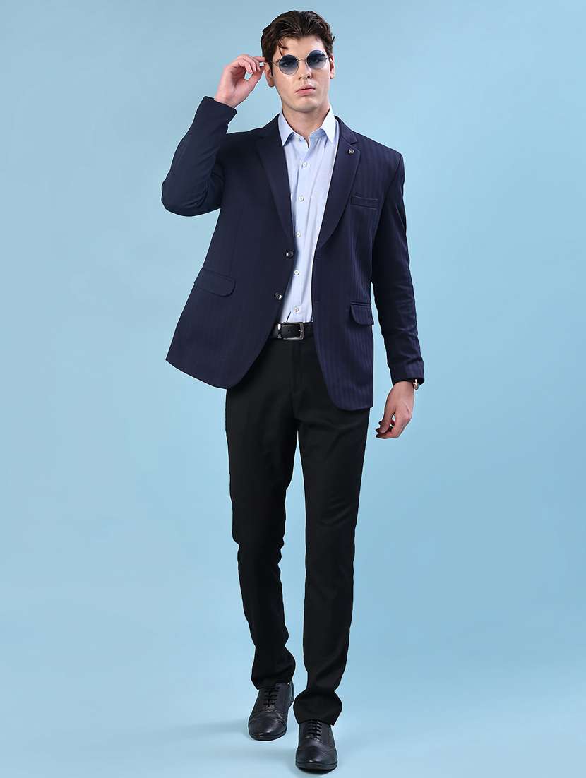 men solid lapel collar single breasted casual blazer - 21969312 -  Standard Image - 4