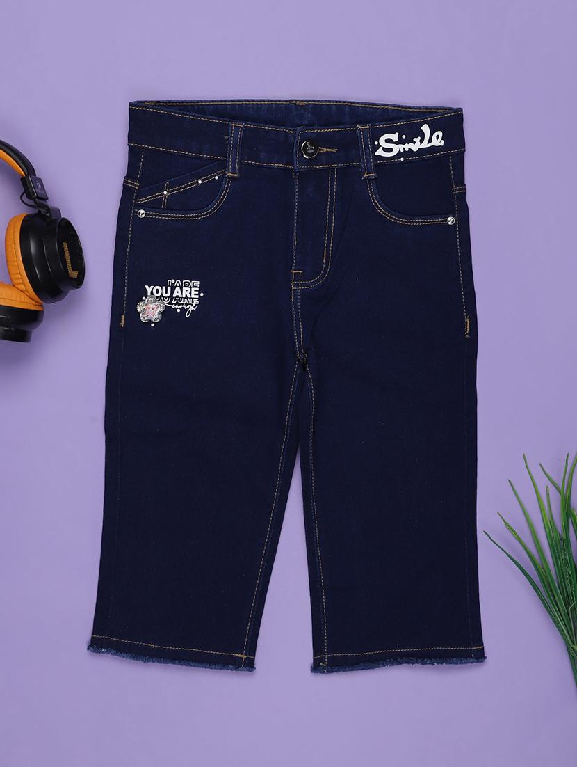 girls printed mid rise straight jeans