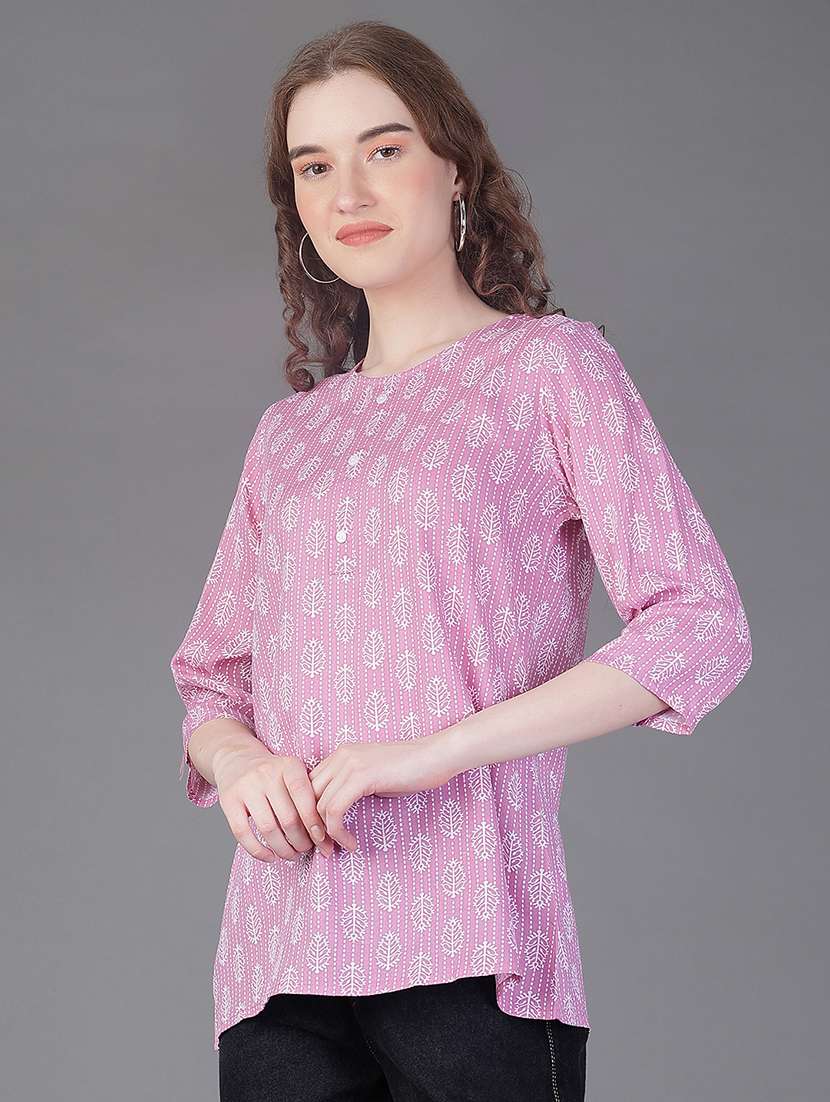women printed three quarter sleeve kurti - 21969554 -  Standard Image - 1