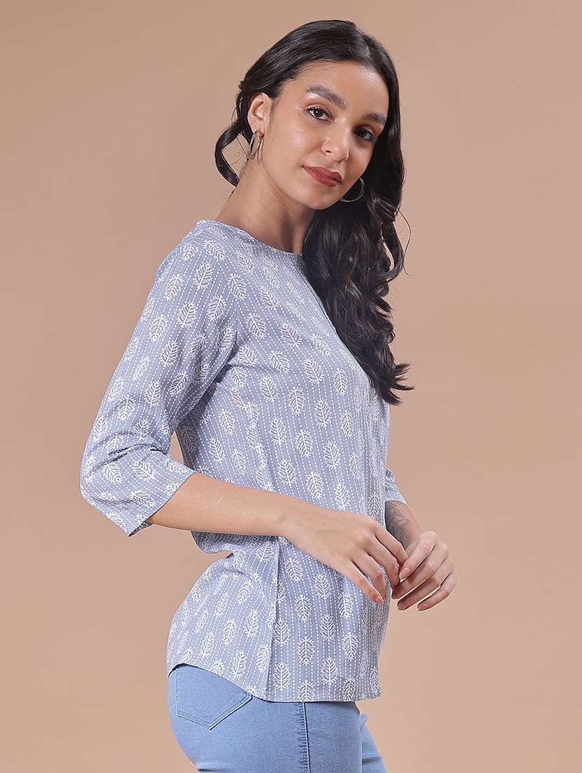 women printed three quarter sleeve kurti - 21969555 -  Standard Image - 1