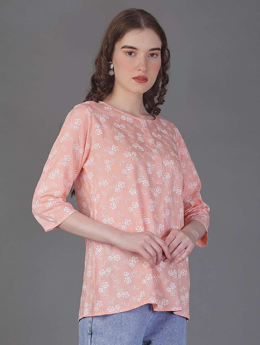 women printed three quarter sleeve kurti - 21969588 -  Standard Image - 1
