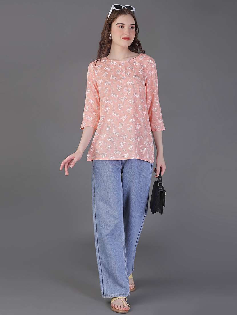 women printed three quarter sleeve kurti - 21969588 -  Standard Image - 4