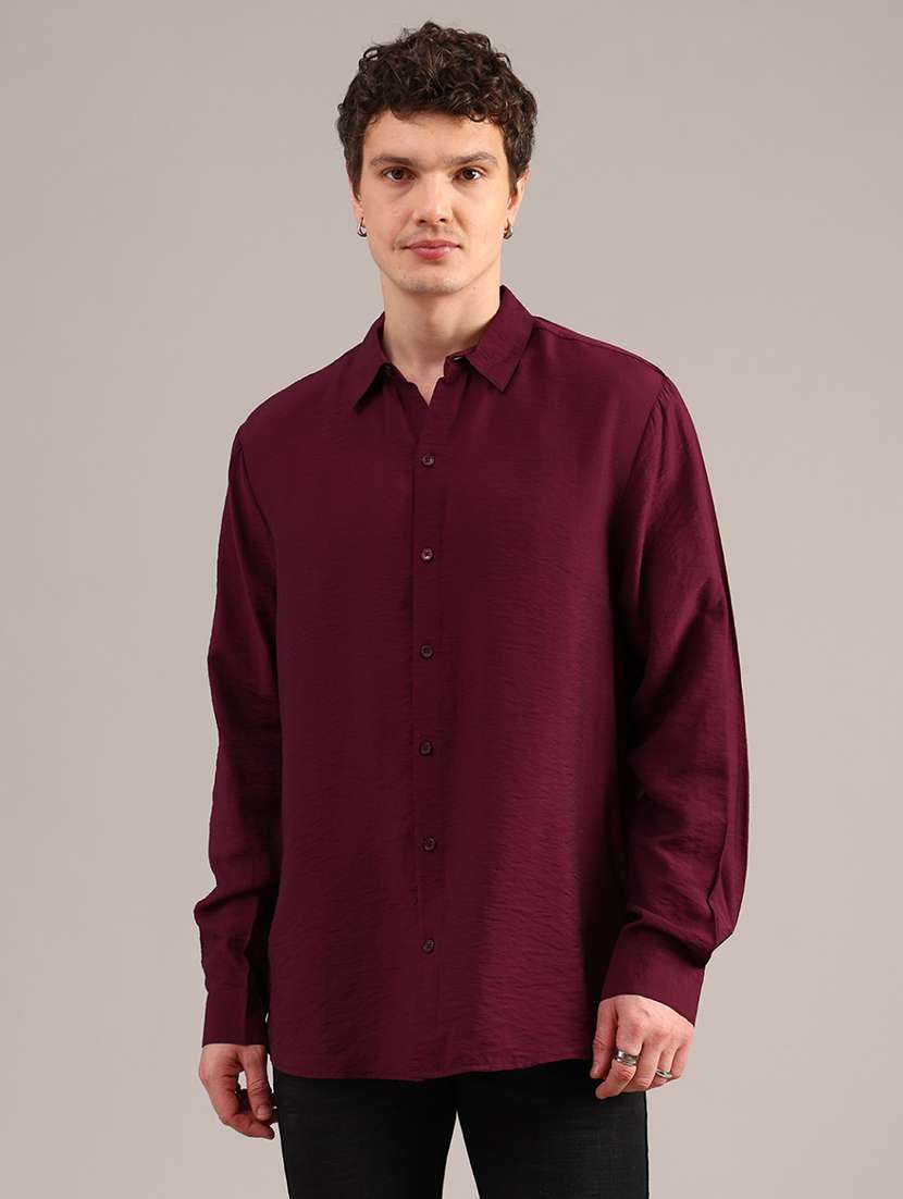 men solid long sleeve collared shirt - 21969606 -  Standard Image - 1