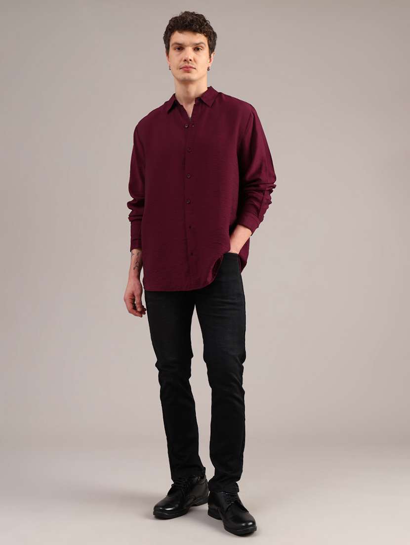 men solid long sleeve collared shirt - 21969606 -  Standard Image - 4
