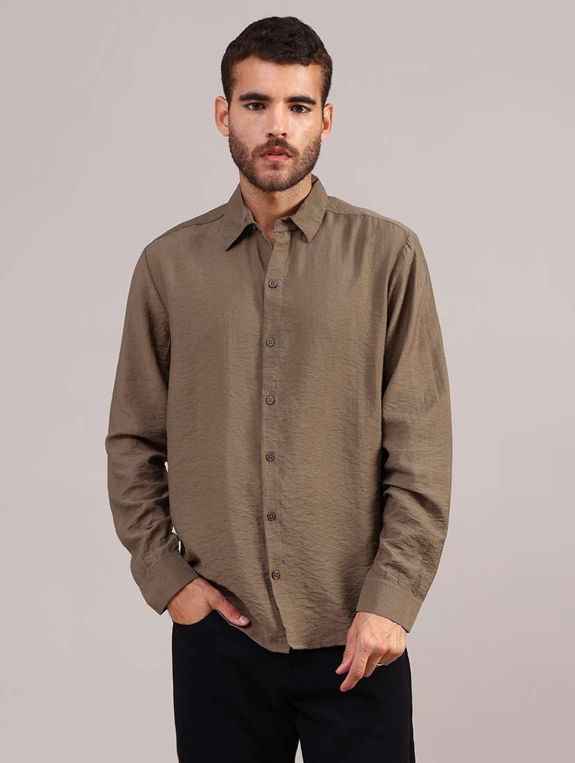 men solid long sleeve regular fit casual shirt - 21969607 -  Standard Image - 1