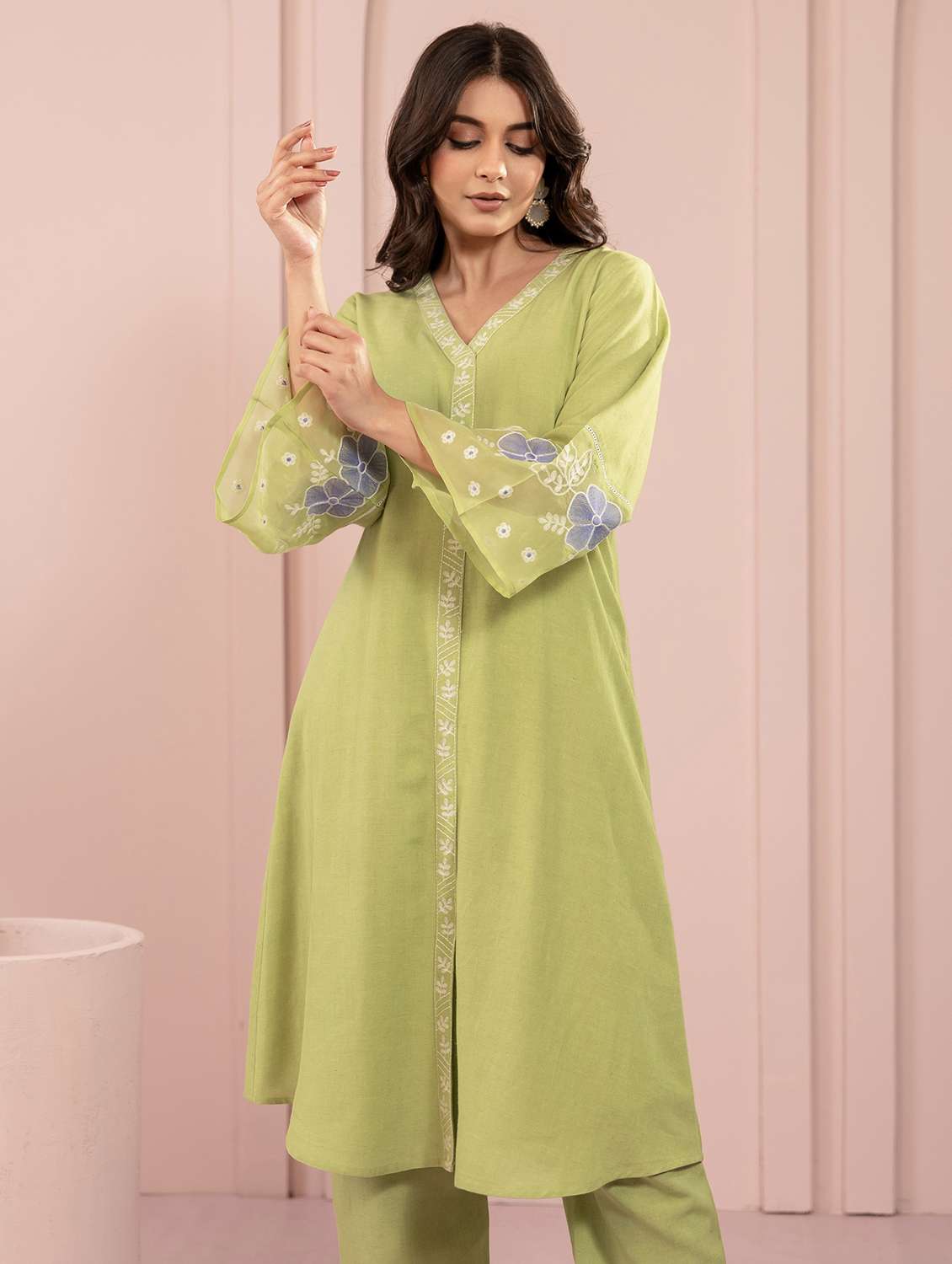 women neo mint long sleeve kurta pant set - 21969657 - Standard Image - 1