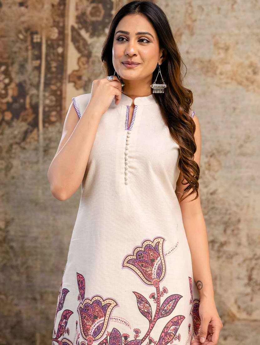 women floral printed sleeveless kurta pant set - 21969691 - Standard Image - 1