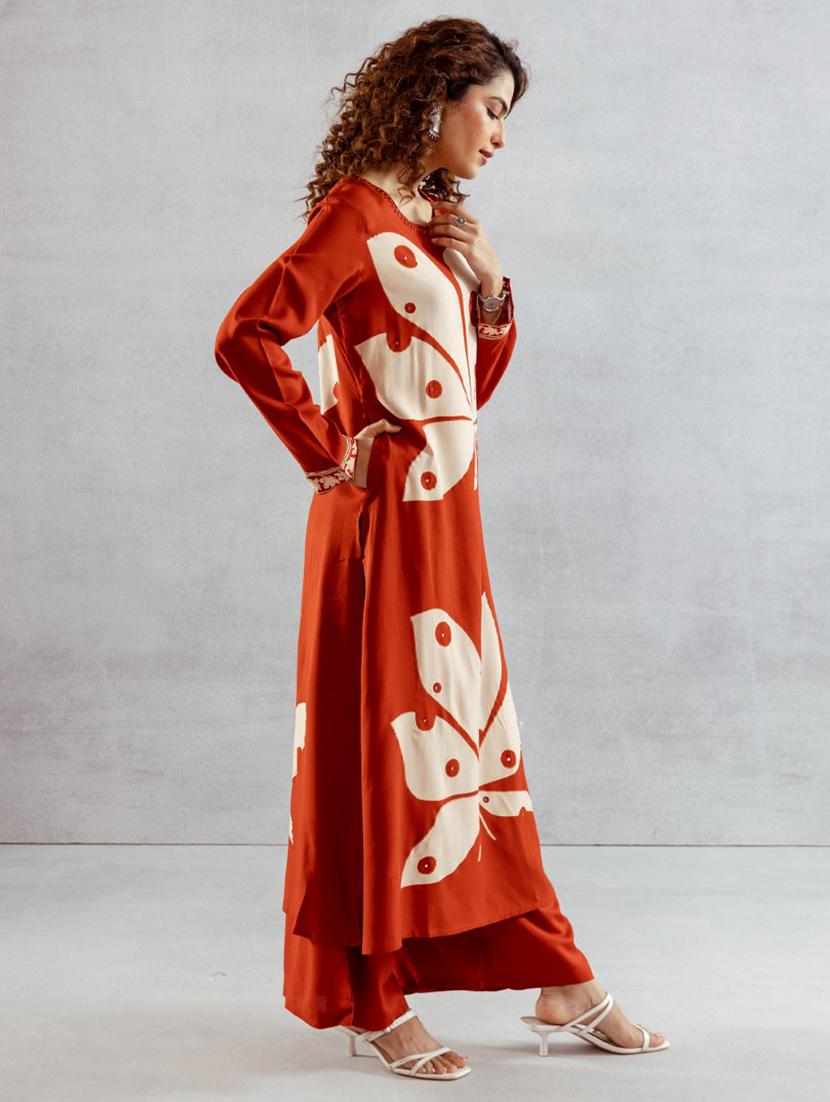 women printed long sleeve kurta palazzo set - 21969719 -  Standard Image - 1
