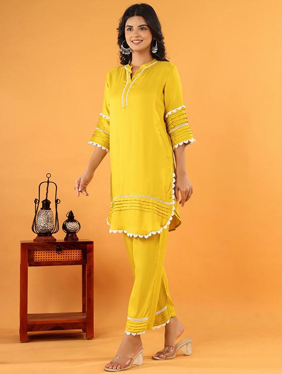 women three quarter sleeve ethnic co-ord set - 21969761 -  Standard Image - 1