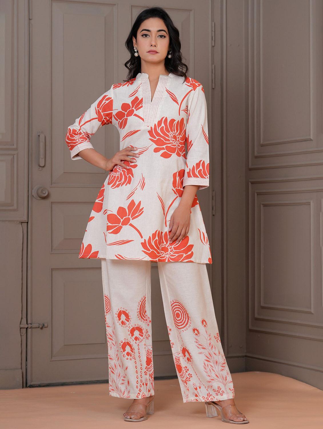 women three quarter sleeve ethnic co-ord set - 21969769 -  Zoom Image - 0