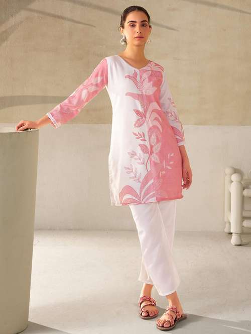 women three quarter sleeve ethnic co-ord set