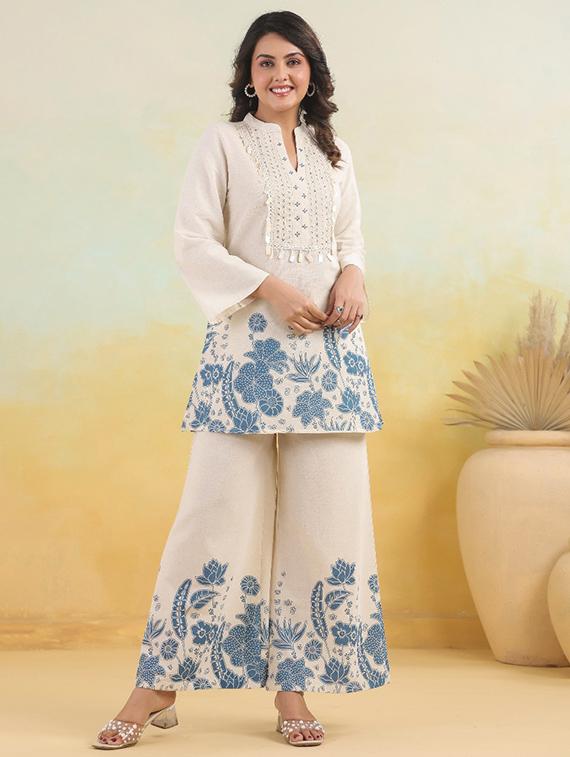 women floral long sleeve ethnic co-ord set