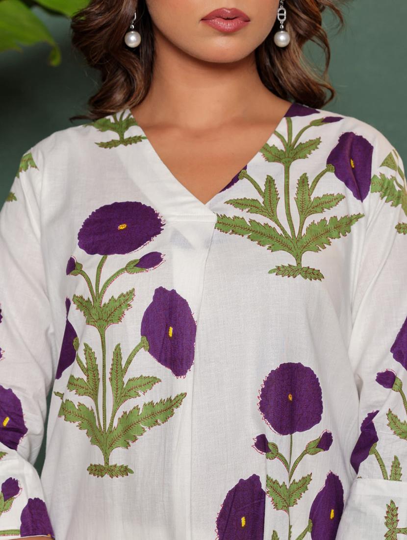 women floral three quarter sleeve kurta pant set - 21969788 - Standard Image - 4