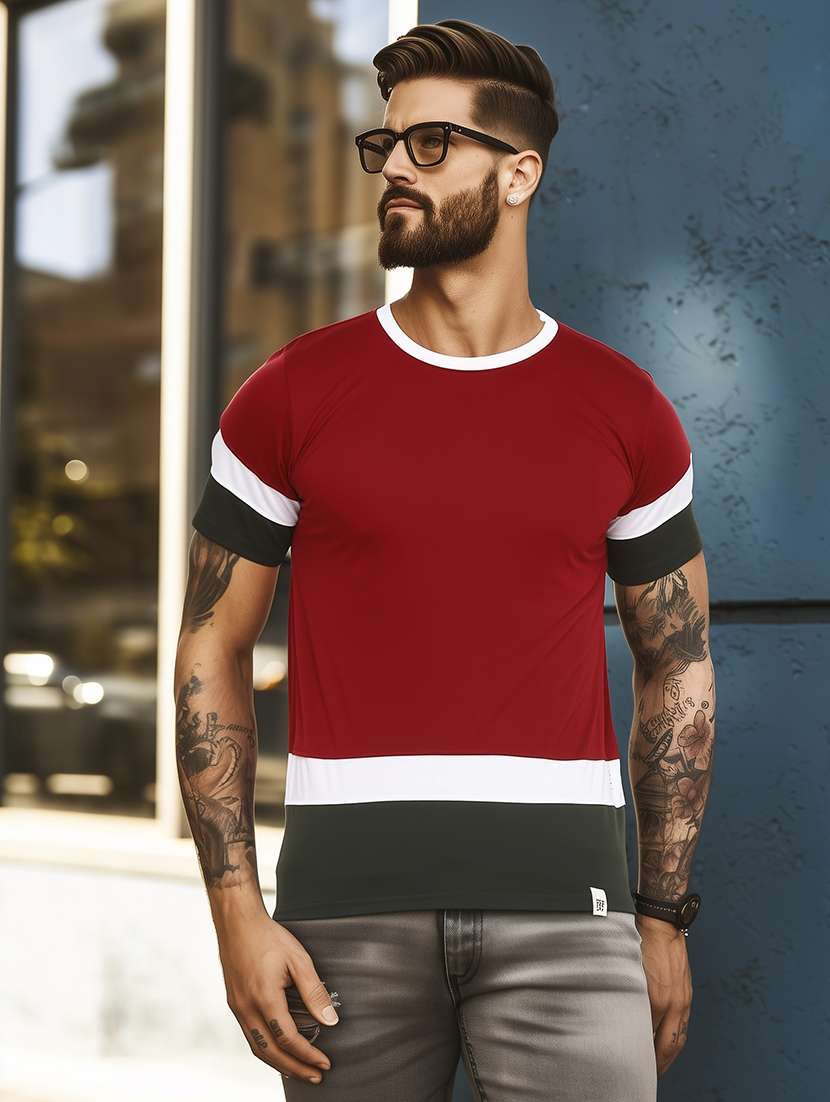 men color block short sleeve slim fit t-shirt