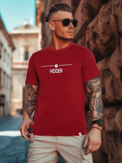 men chest print short sleeve regular fit t-shirt