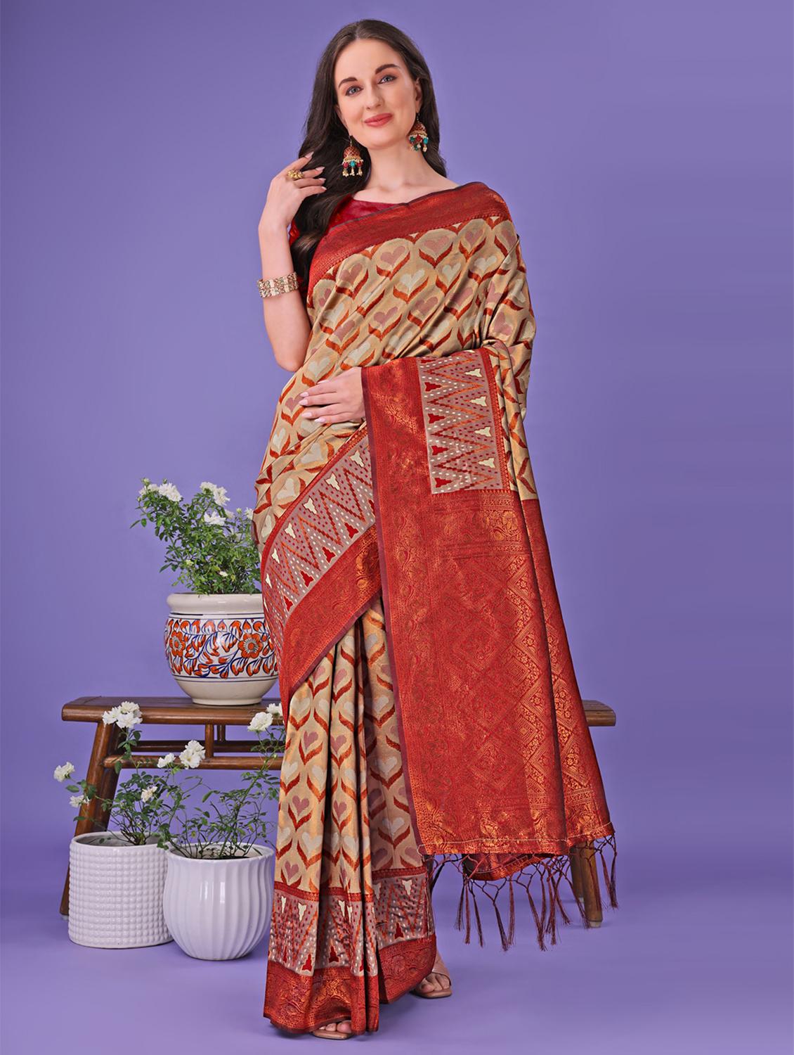 women self design banarasi saree with blouse - 21969844 - Zoom Image - 0
