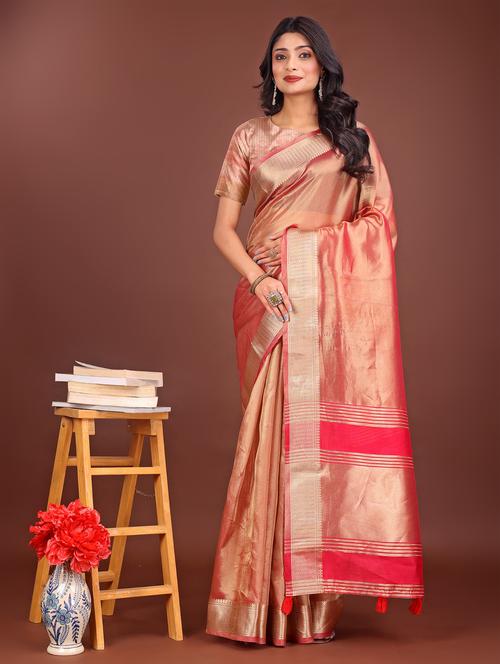 women solid with bordered saree with blouse - 21969864 - Standard Image - 0