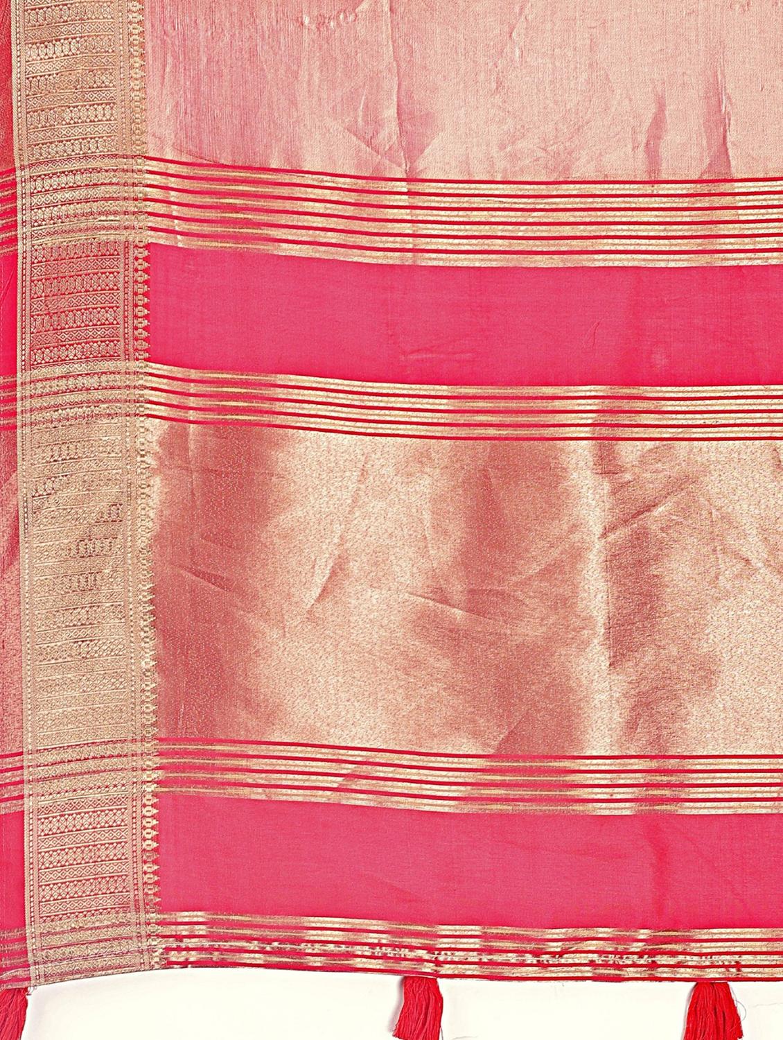 women solid with bordered saree with blouse - 21969864 - Standard Image - 4