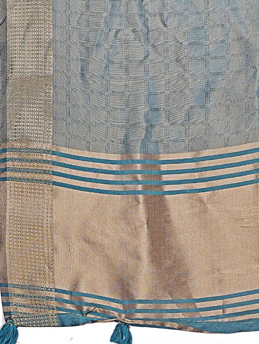 women checkered bordered saree with blouse - 21969884 -  Standard Image - 4