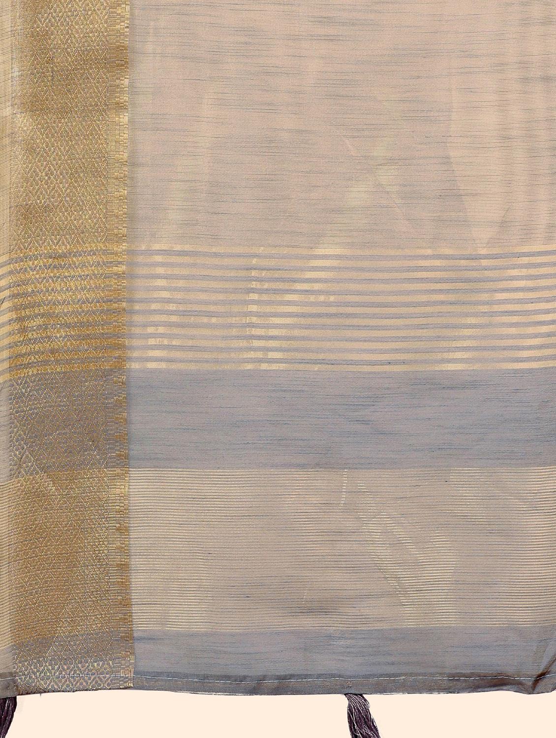 women solid with bordered saree with blouse - 21969896 - Standard Image - 4