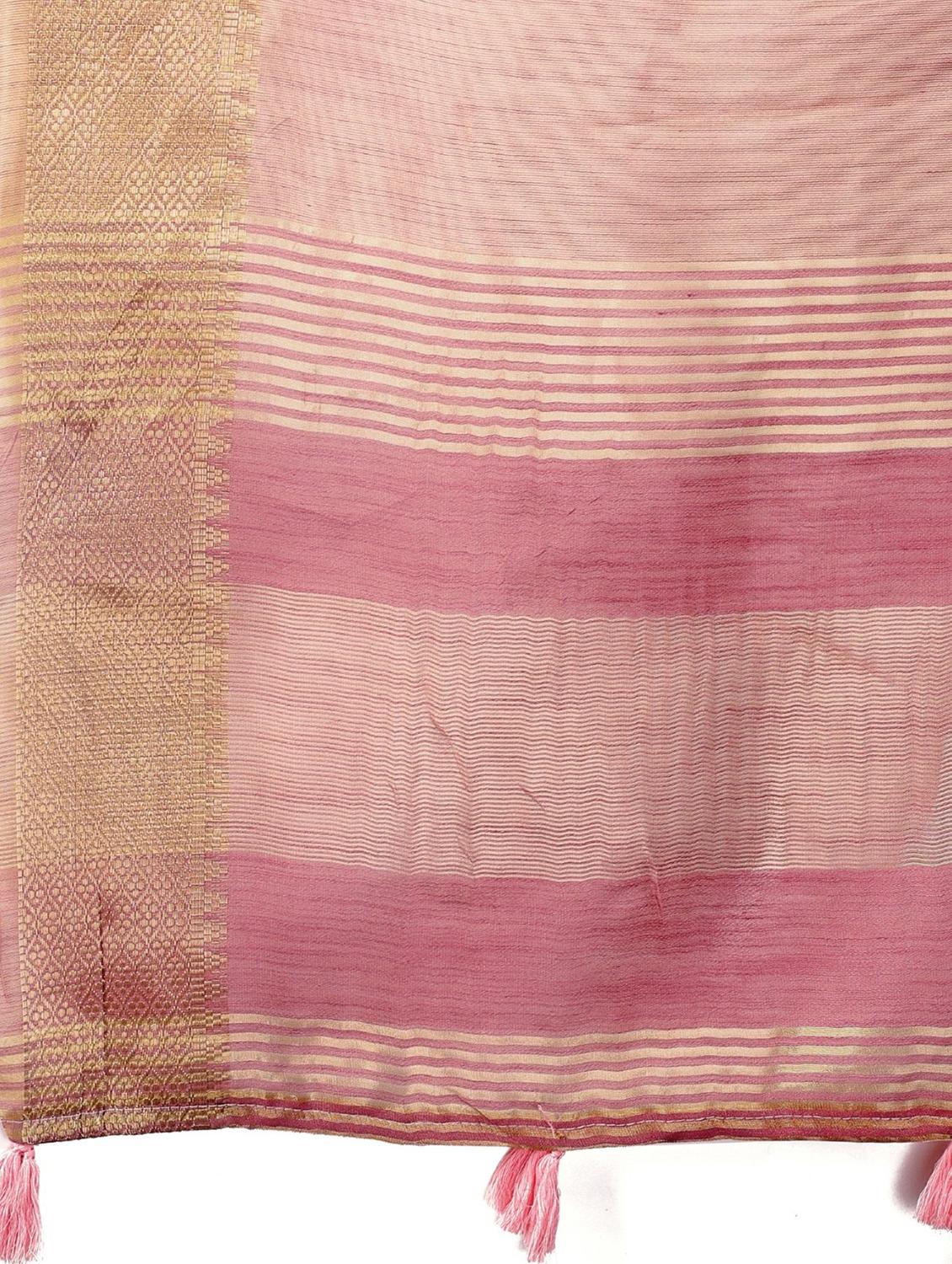 women solid with bordered saree with blouse - 21969899 - Standard Image - 4