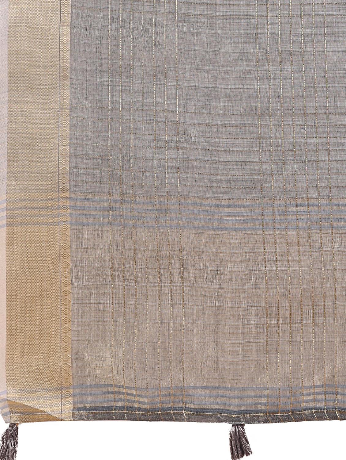 women solid with bordered saree with blouse - 21969902 - Standard Image - 4