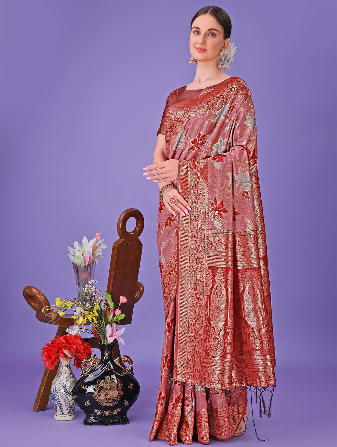 women self design banarasi saree with blouse - 21969965 -  Standard Image - 1