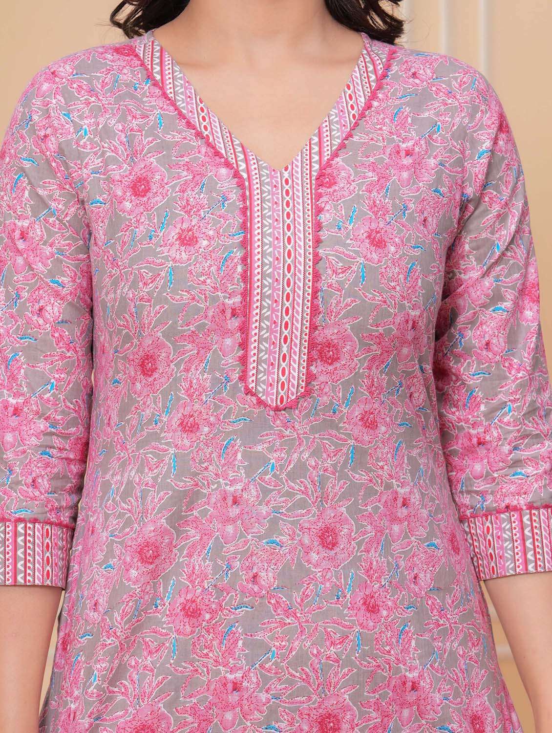 women three quarter sleeve kurta pant with dupatta set - 21969976 -  Standard Image - 6