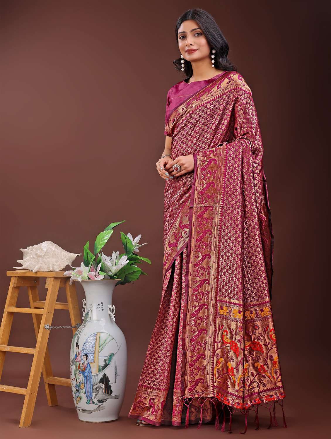 women self design paithani saree with blouse - 21969988 -  Standard Image - 1