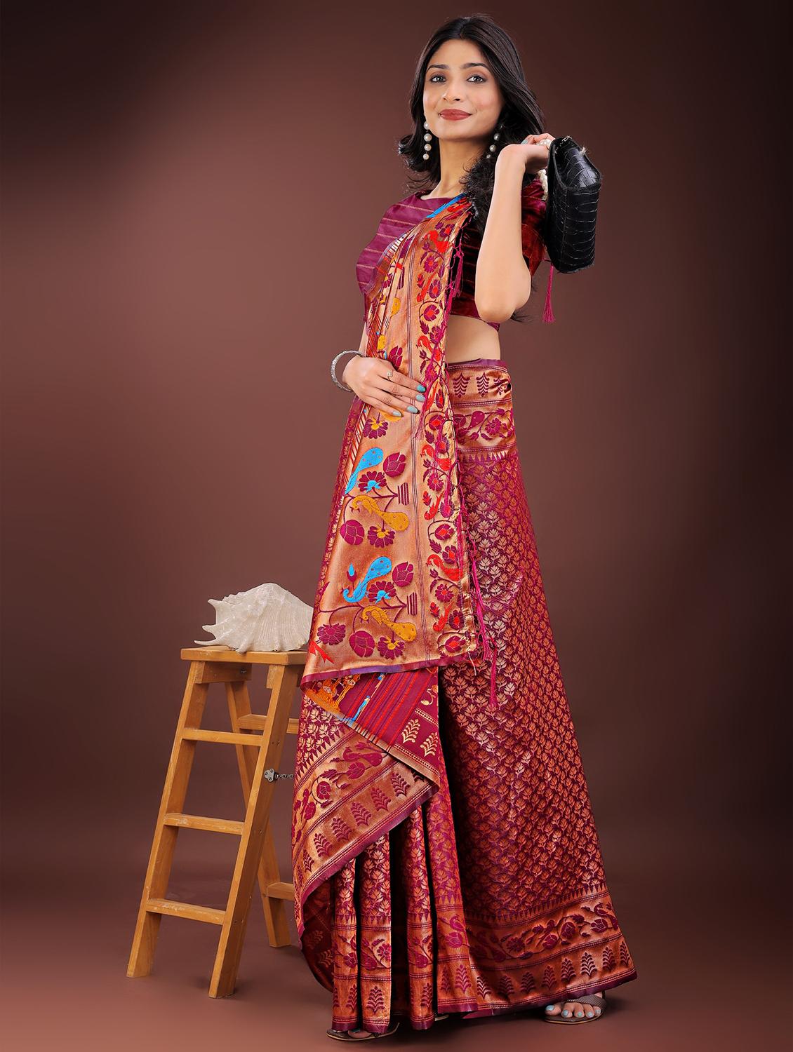 women self design paithani saree with blouse - 21969992 - Standard Image - 1