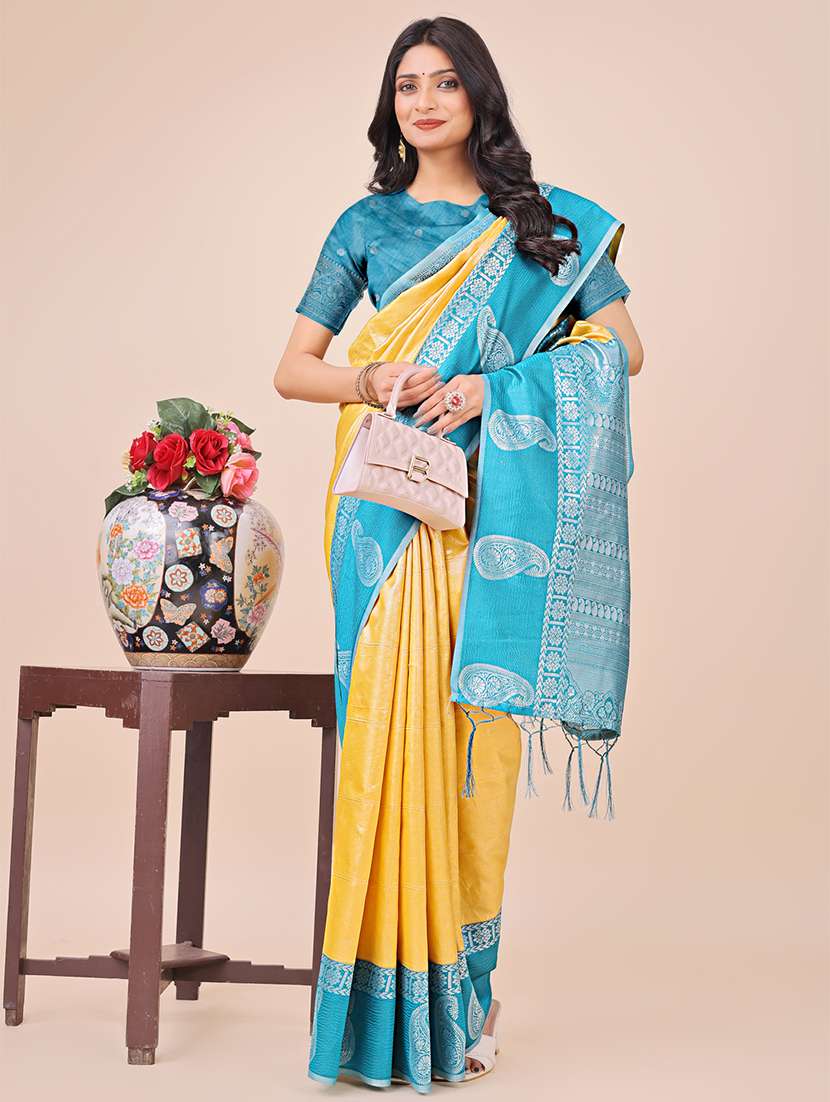 women solid with bordered saree with blouse - 21970001 -  Standard Image - 1