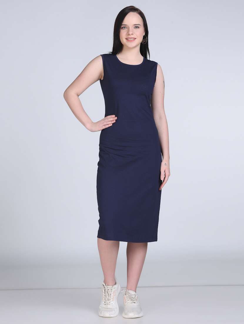 women solid sleeveless bodycon dress - 21970027 - Standard Image - 1