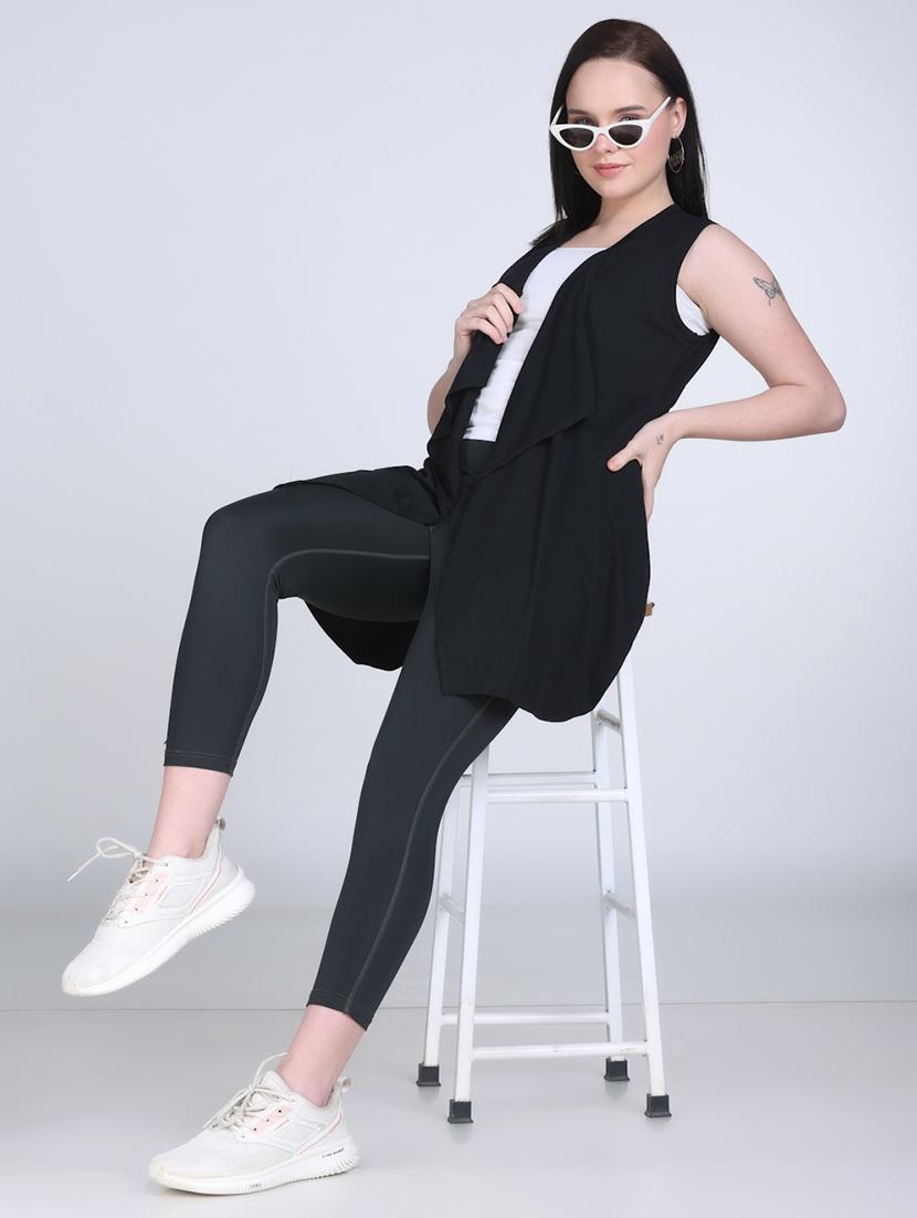 women black solid sleeveless regular shrug - 21970034 - Standard Image - 4