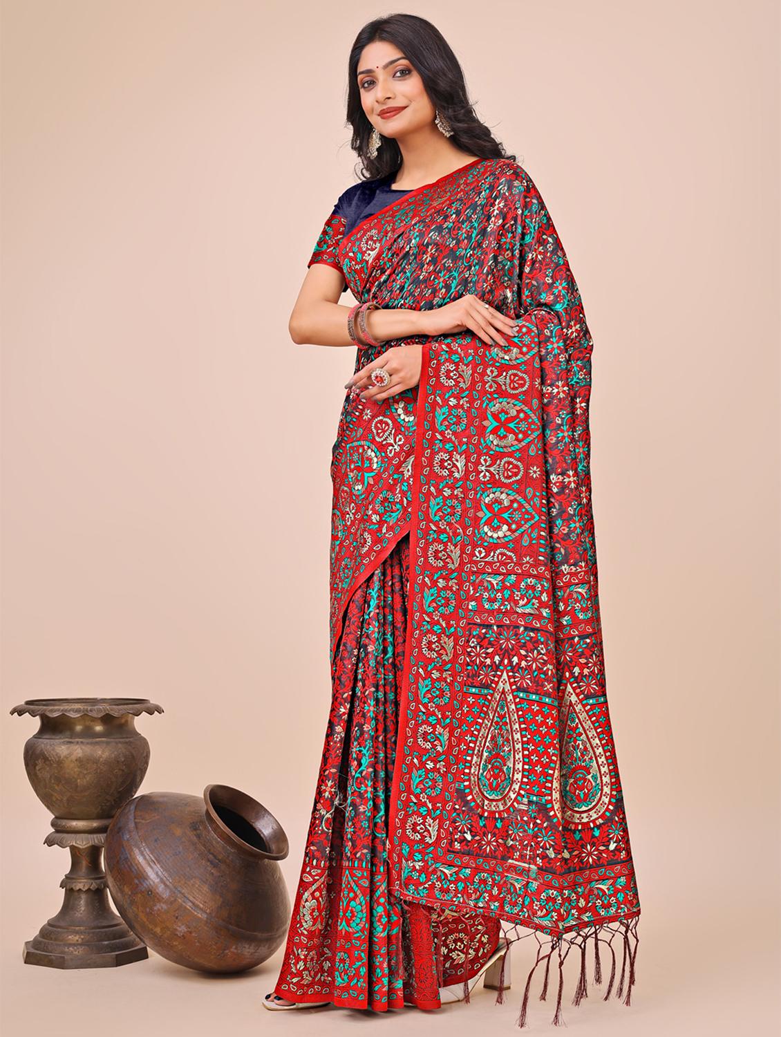 women paisley assam silk saree with blouse - 21970112 - Standard Image - 1