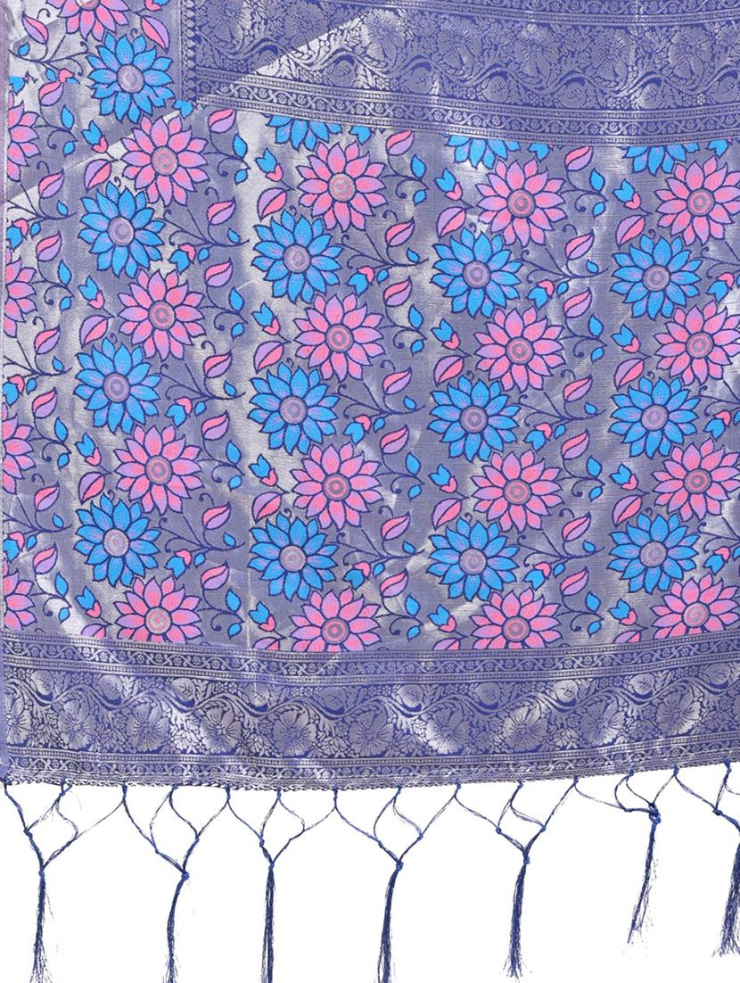 women checkered bordered saree with blouse - 21970116 - Standard Image - 4