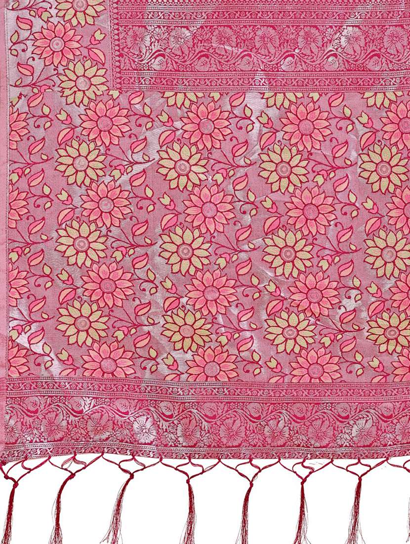 women checkered bordered saree with blouse - 21970117 -  Standard Image - 4