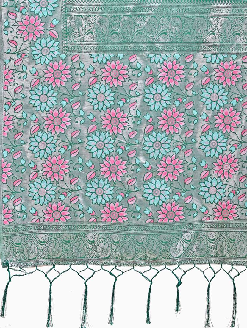 women checkered bordered saree with blouse - 21970119 -  Standard Image - 4